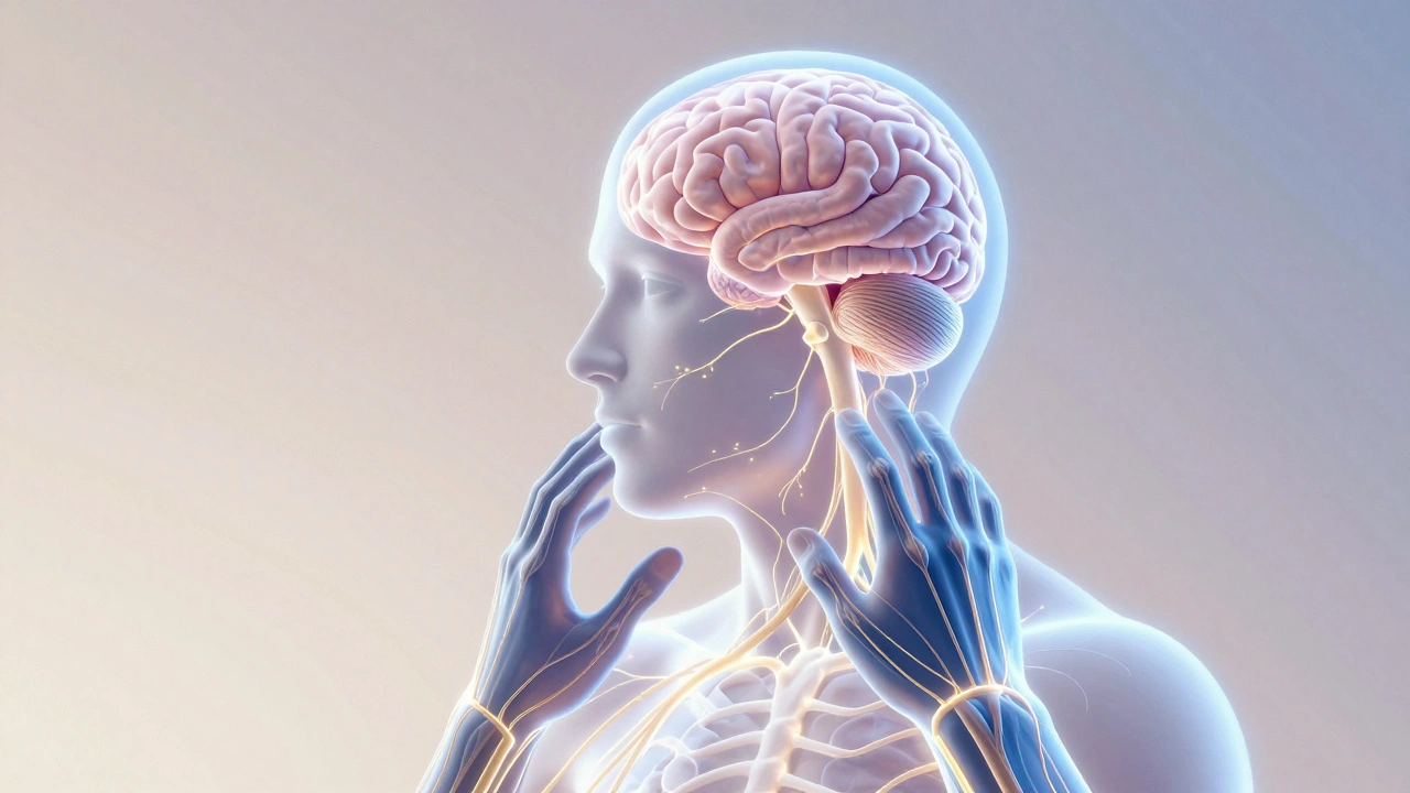 Abstract glowing nerves showing the biological response to therapeutic touch.