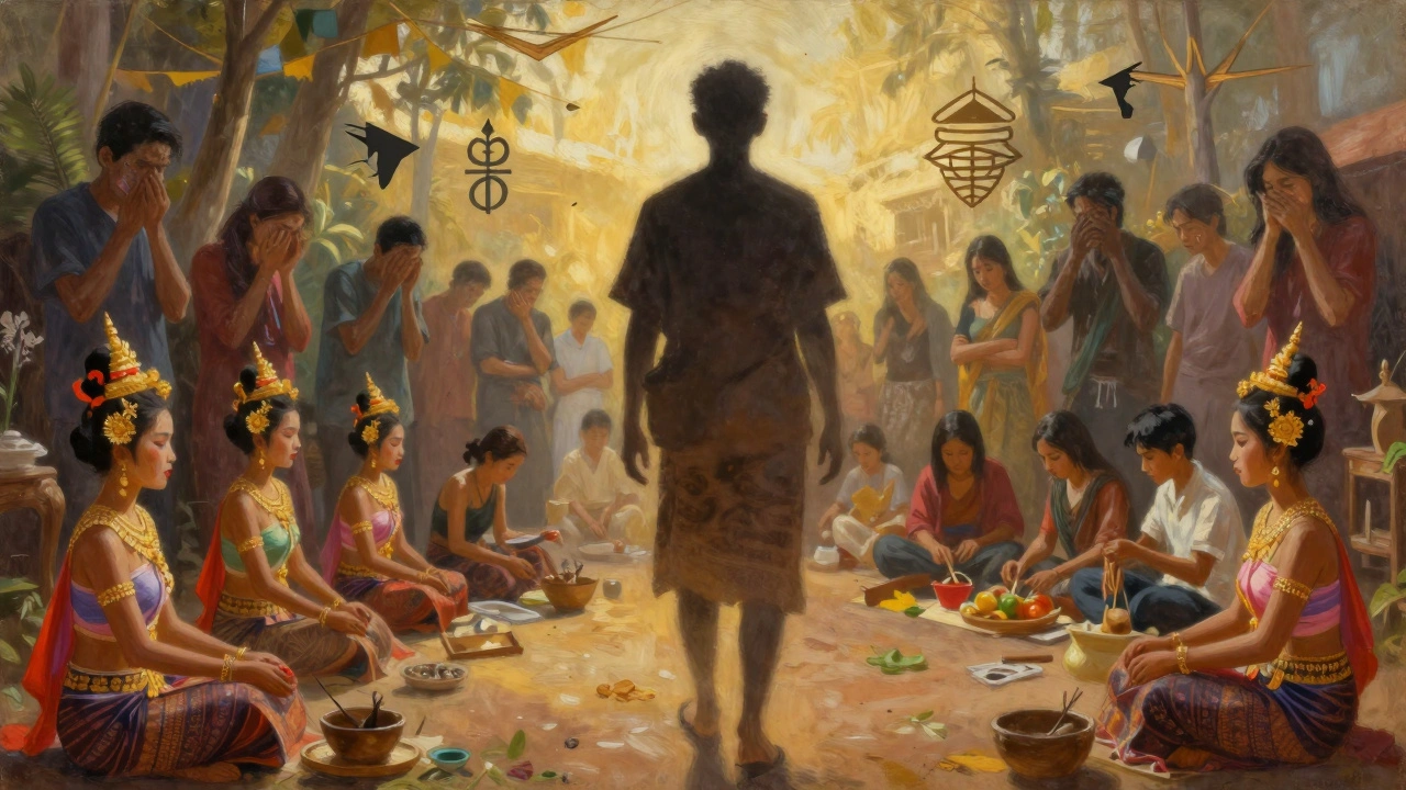 Artistic depiction of ethical travel vs exploitation in Thailand