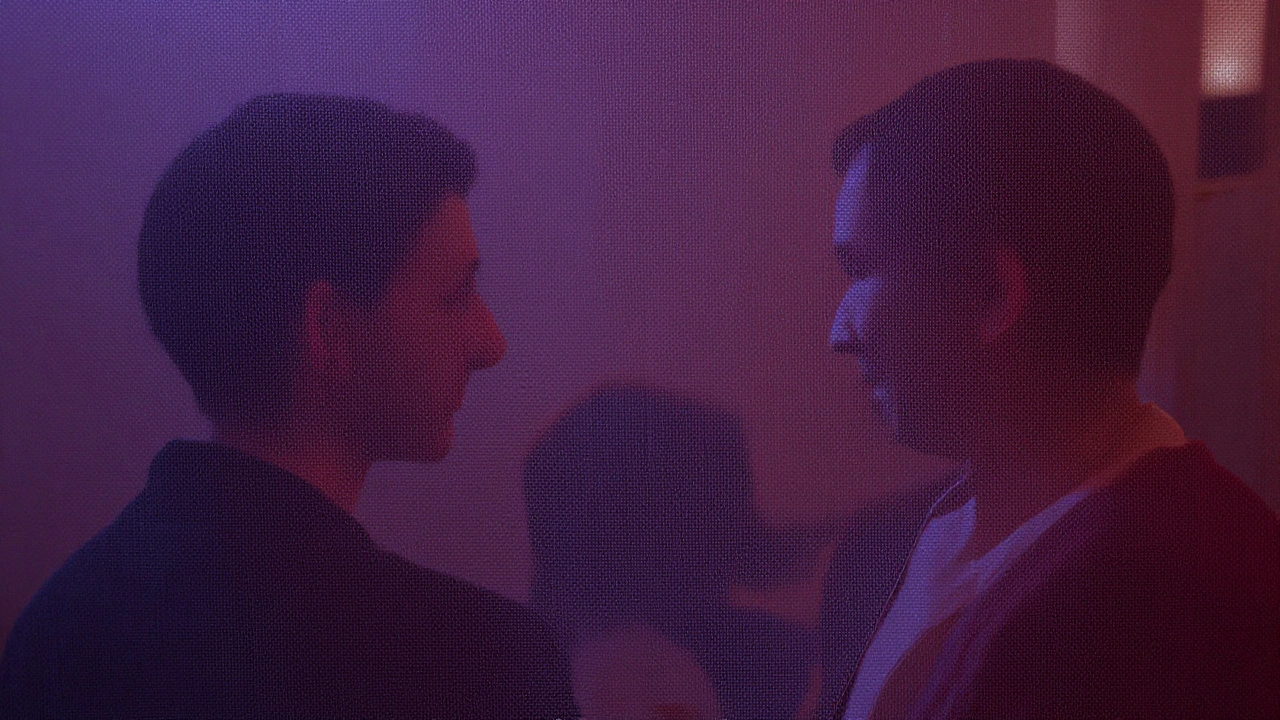 Close-up of a mesh barrier in a dimly lit room