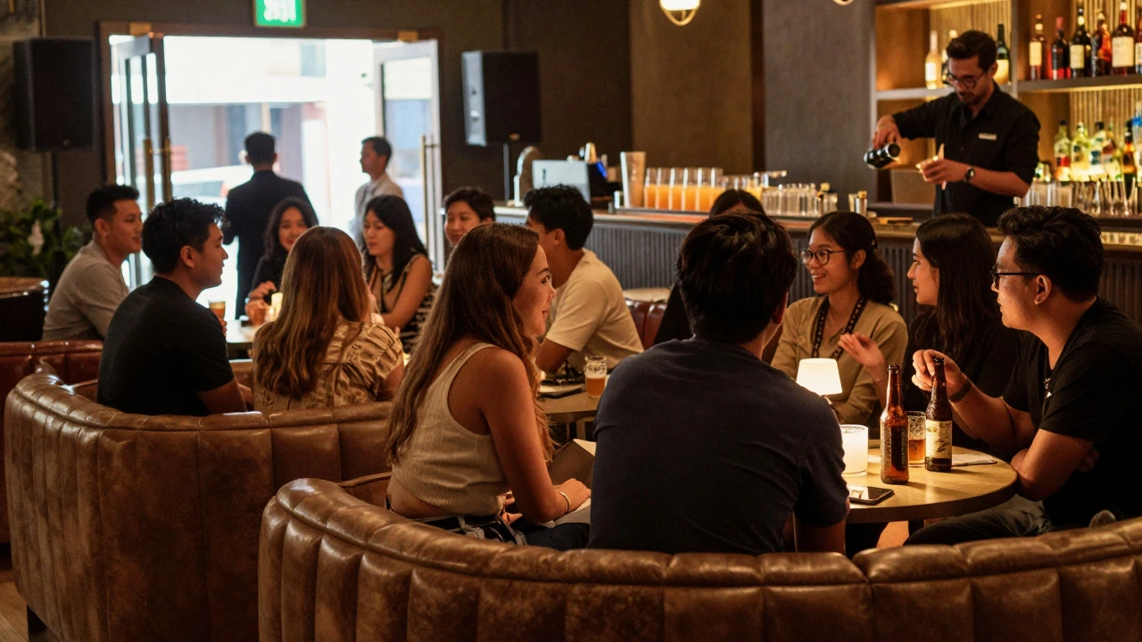 Interior of Baccara bar with patrons drinking and socializing