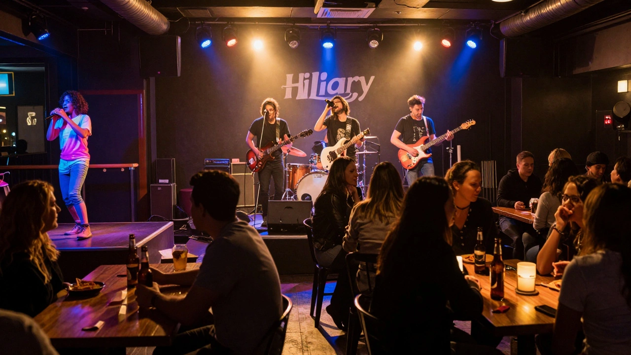 Live band playing inside a crowded Bangkok go-go bar